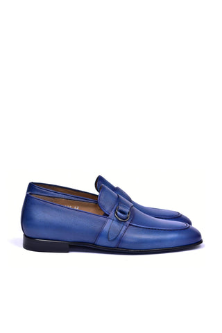 Corrente 6628 Leather Buckle Loafer - Blue