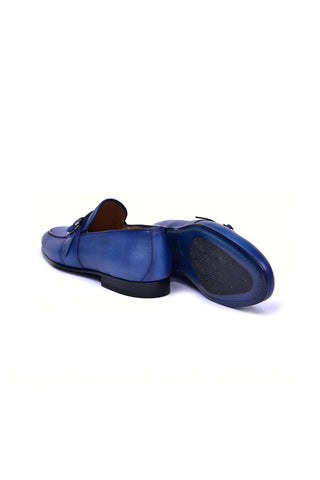 Corrente 6628 Leather Buckle Loafer - Blue