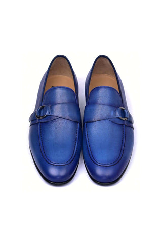 Corrente 6628 Leather Buckle Loafer - Blue