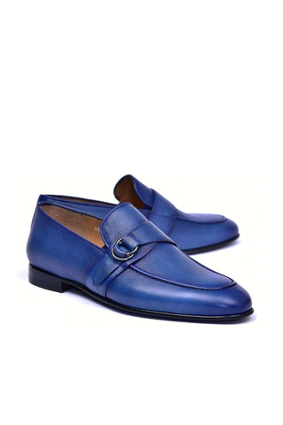 Corrente 6628 Leather Buckle Loafer - Blue