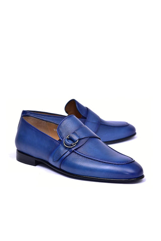 Corrente 6628 Leather Buckle Loafer - Blue