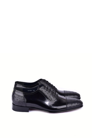 Corrente 6708 Ostrich & Patent Oxford - Black