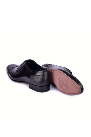 Corrente 6708 Ostrich & Patent Oxford - Black