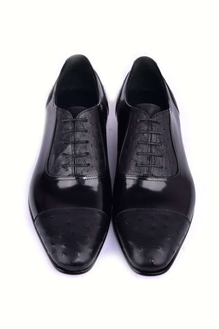 Corrente 6708 Ostrich & Patent Oxford - Black