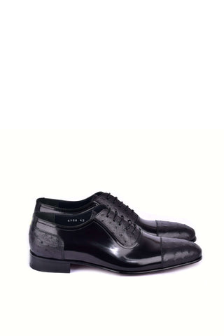 Corrente 6708 Ostrich & Patent Oxford - Black