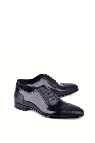 Corrente 6708 Ostrich & Patent Oxford - Black