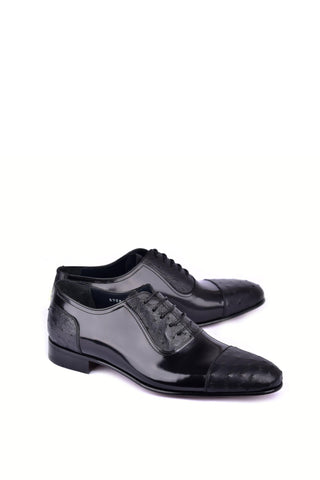 Corrente 6708 Ostrich & Patent Oxford - Black