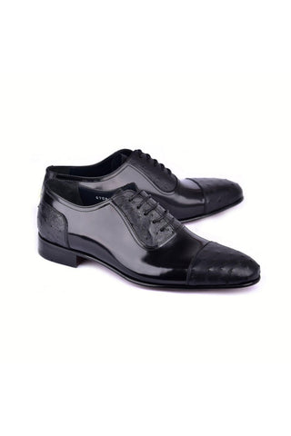 Corrente 6708 Ostrich Skin & Calf-Skin Leather Oxfords (CRT1485)-AmbrogioShoes