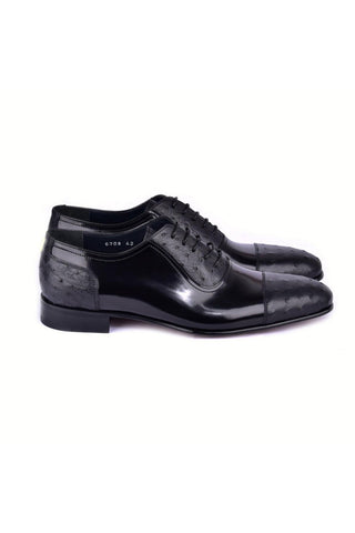 Corrente 6708 Ostrich Skin & Calf-Skin Leather Oxfords (CRT1485)-AmbrogioShoes