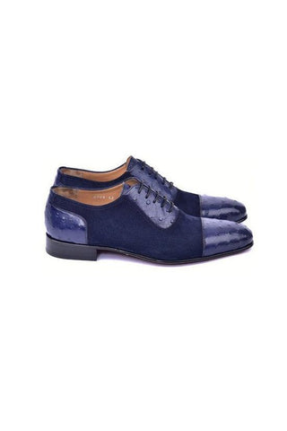 Corrente 6708 Ostrich Skin & Suede Oxfords (CRT1487)-AmbrogioShoes