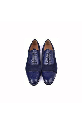 Corrente 6708 Ostrich Skin & Suede Oxfords (CRT1487)-AmbrogioShoes