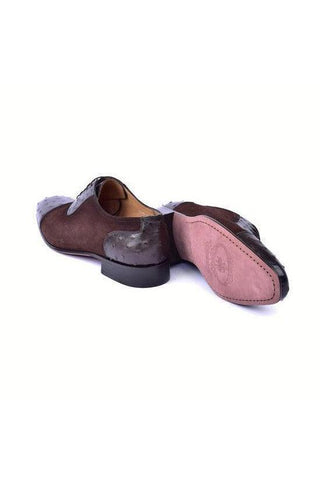 Corrente 6708 Ostrich Skin & Suede Oxfords (CRT1487)-AmbrogioShoes