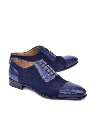 Corrente 6708 Ostrich Skin & Suede Oxfords (CRT1487)-AmbrogioShoes