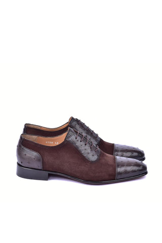 Corrente 6708 Ostrich & Suede Oxford - Brown