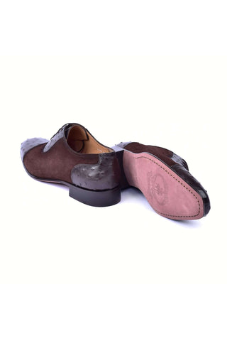 Corrente 6708 Ostrich & Suede Oxford - Brown