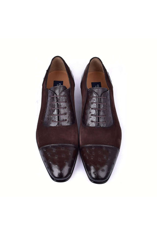 Corrente 6708 Ostrich & Suede Oxford - Brown