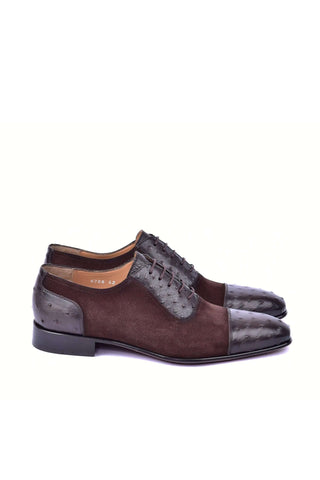Corrente 6708 Ostrich & Suede Oxford - Brown