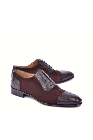 Corrente 6708 Ostrich & Suede Oxford - Brown