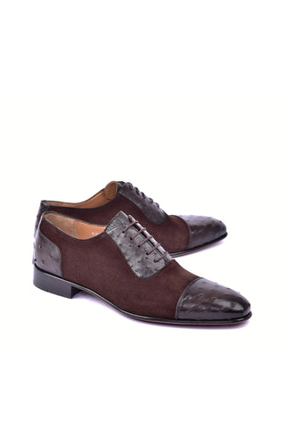 Corrente 6708 Ostrich & Suede Oxford - Brown