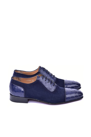 Corrente 6708 Ostrich & Suede Oxford - Navy