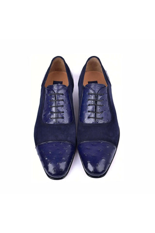 Corrente 6708 Ostrich & Suede Oxford - Navy