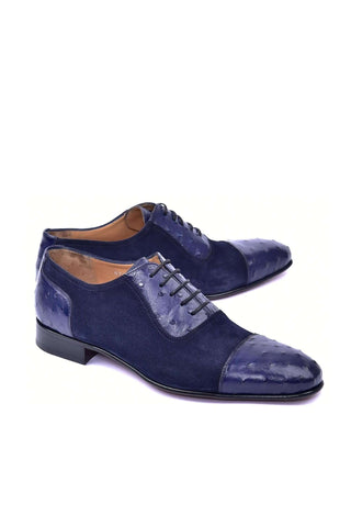 Corrente 6708 Ostrich & Suede Oxford - Navy