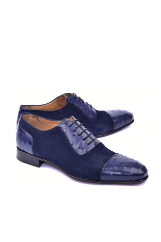 Corrente 6708 Ostrich & Suede Oxford - Navy