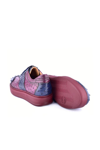 Corrente 6988 Ostrich Sneaker - Navy & Burgundy