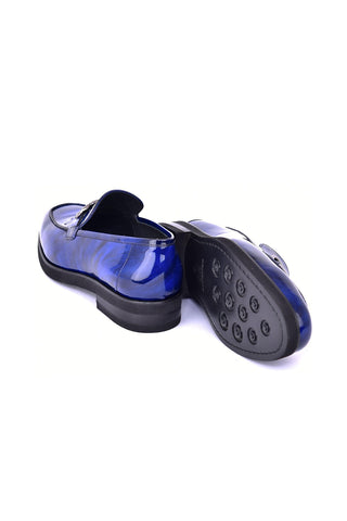Corrente 7249 Patent Horse-Bit Loafer - Marble Blue