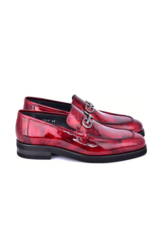 Corrente 7249 Patent Horse-Bit Loafer - Marble Red