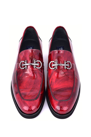 Corrente 7249 Patent Horse-Bit Loafer - Marble Red