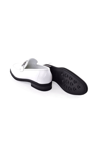 Corrente 7249 Patent Horse-Bit Loafer - White