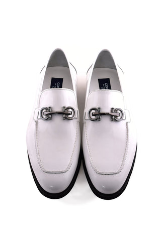 Corrente 7249 Patent Horse-Bit Loafer - White