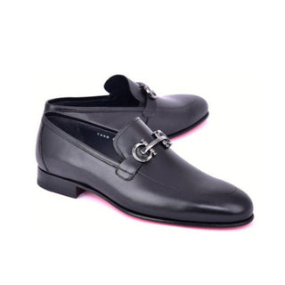 Corrente 7260 Men's Shoes Black Calf-Skin Leather Formal Horsebit Loafers (CRT1499)-AmbrogioShoes