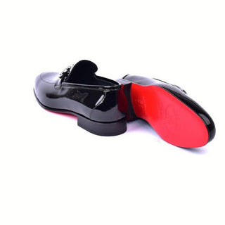 Corrente 7260 Men's Shoes Black Patent Leather Horsebit Formal Loafers (CRT1488)-AmbrogioShoes