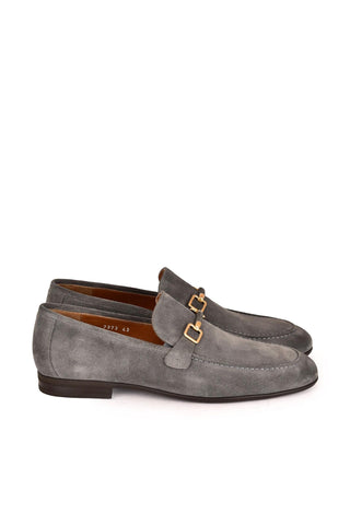 Corrente 7373S Suede Horse-Bit Loafer - Gray