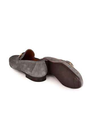 Corrente 7373S Suede Horse-Bit Loafer - Gray