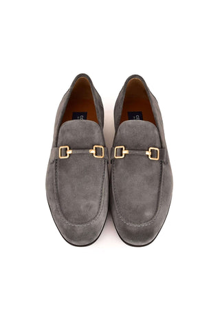 Corrente 7373S Suede Horse-Bit Loafer - Gray