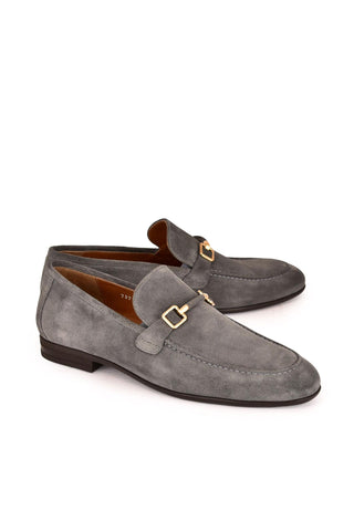 Corrente 7373S Suede Horse-Bit Loafer - Gray