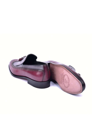Corrente 7397 Leather Kiltie Loafer - Burgundy & Gray
