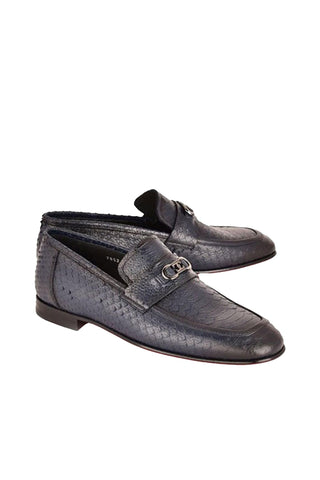 Corrente 7652 Python Horsebit Loafers - Navy-AmbrogioShoes