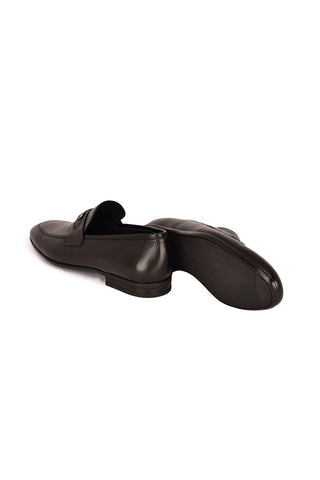 Corrente 7706 Leather Horse-Bit Loafer - Black