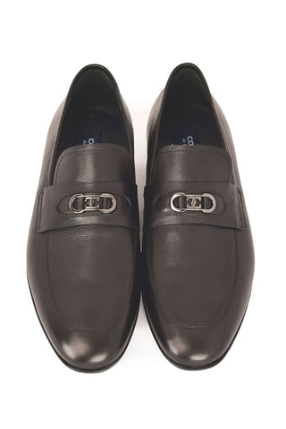 Corrente 7706 Leather Horse-Bit Loafer - Black