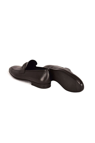 Corrente 7706 Leather Horse-Bit Loafer - Black
