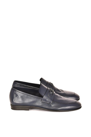 Corrente 7706 Leather Horse-Bit Loafer - Navy