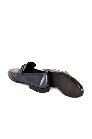 Corrente 7706 Leather Horse-Bit Loafer - Navy