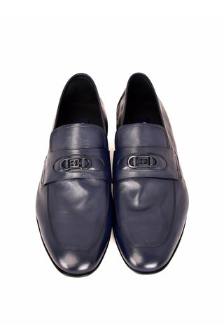 Corrente 7706 Leather Horse-Bit Loafer - Navy