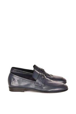 Corrente 7706 Leather Horse-Bit Loafer - Navy