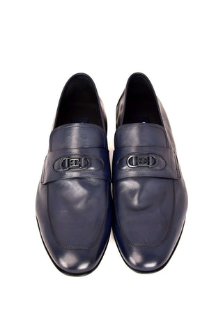 Corrente 7706 Leather Horse-Bit Loafer - Navy