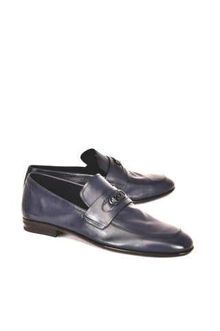 Corrente 7706 Leather Horse-Bit Loafer - Navy